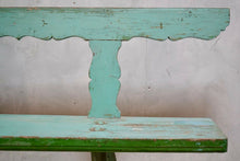 Antique Hungarian Rustic Green Garden Bench