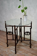 Antique Chinese Folding Faux Bamboo Glass Top Table