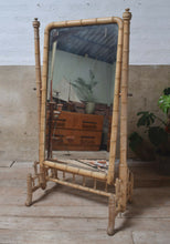 Antique Large French Victorian Faux Bamboo Cheval Mirror