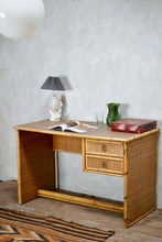 Vintage Italian Rattan and Bamboo Desk By Del Vera