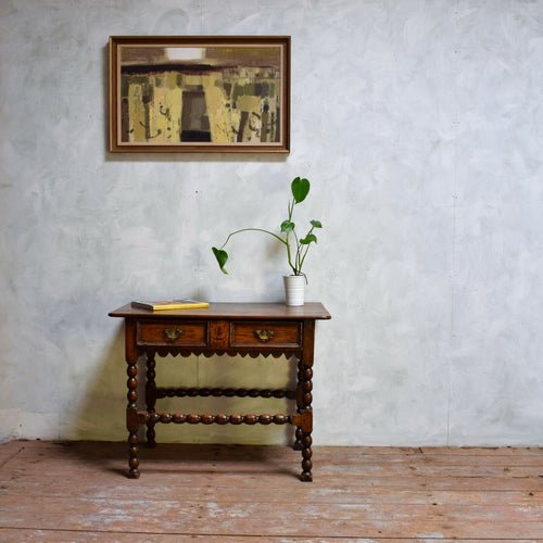 Antique 18th Century Bobbin Turned Oak Lowboy