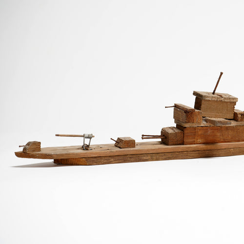 Vintage Scratch Built Warship Toy