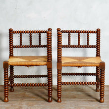 Pair Of Antique Bobbin Turned Weaved Corner Chairs