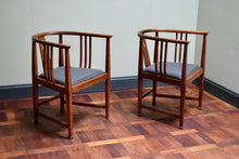 Pair Of Antique Oak Glasgow School Armchairs Design By E A Taylor Arts & Crafts