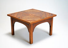 Inlaid Square Coffee Side Table With Greek Key Design