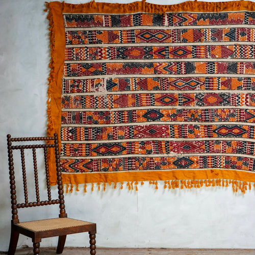 Vintage North African Embroided Cotton Wall Hanging