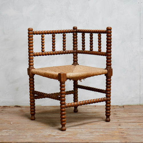 Antique Bobbin Turned Weaved Corner Seat