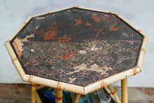 Antique Bamboo Chinoiserie Faux Bamboo Painted Side Table