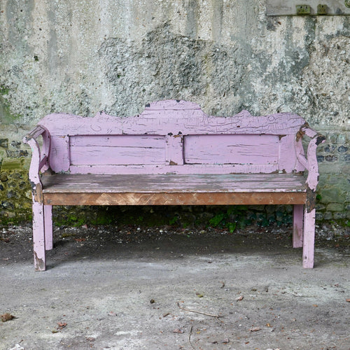 Vintage Pink Hungarian Rustic Bench