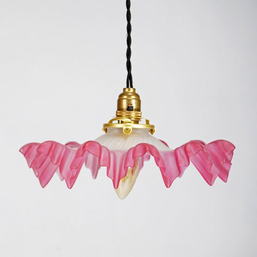 French Red Glass Snowflake Pendant Light