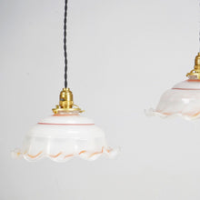 1950s French Red And White Glass Pendant Lights