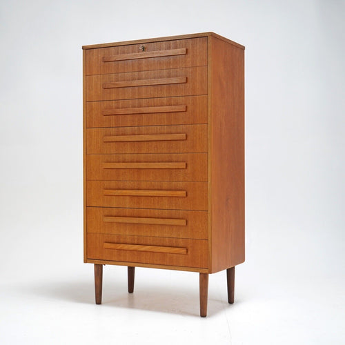 Danish Teak Tallboy Chest Of Drawers