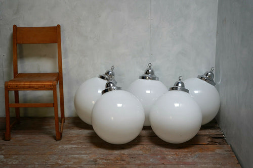 Large Vintage Opaline Glass Globe Pendant Light Shade
