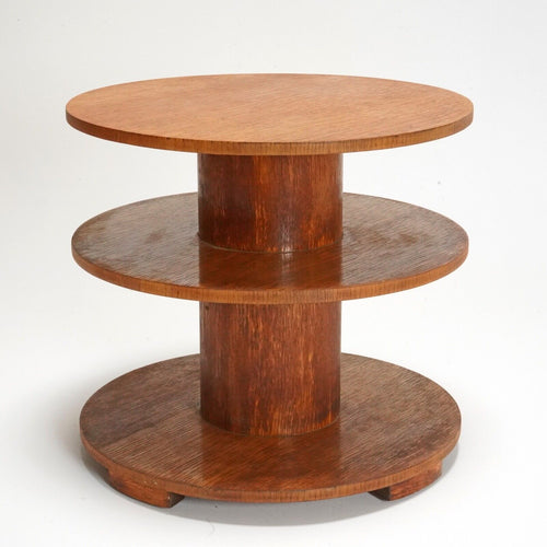 Art Deco Three Tier Round Wooden Occasional Table