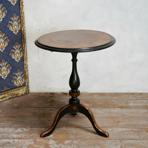 Antique Hand Painted Japaned Tilt Top Table