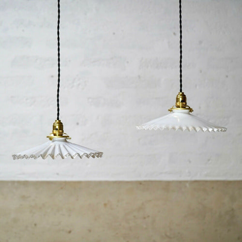 Vintage French White Glass Pendant Light Shade