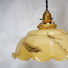 Vintage French Glass Pendant Light Shade Marbled
