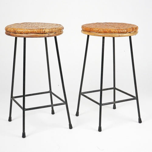 Pair of Dutch Wicker Bar Stools