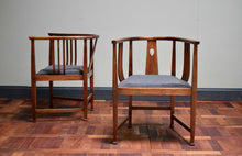 Pair Of Antique Oak Glasgow School Armchairs Design By E A Taylor Arts & Crafts