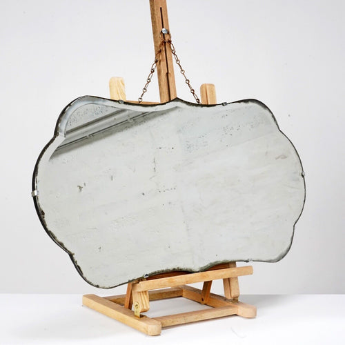 Beveled Edge Frameless 1940's Mirror With Hanging Chain