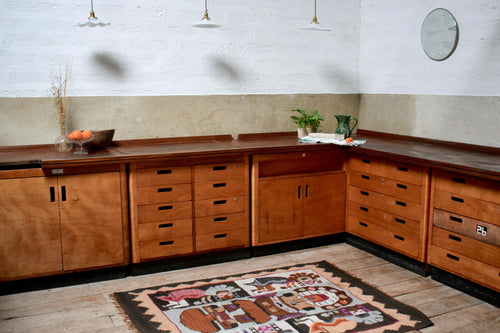 Reclaim Vintage Science Laboratory 6 Unit Kitchen And Solid Iroko Work Tops