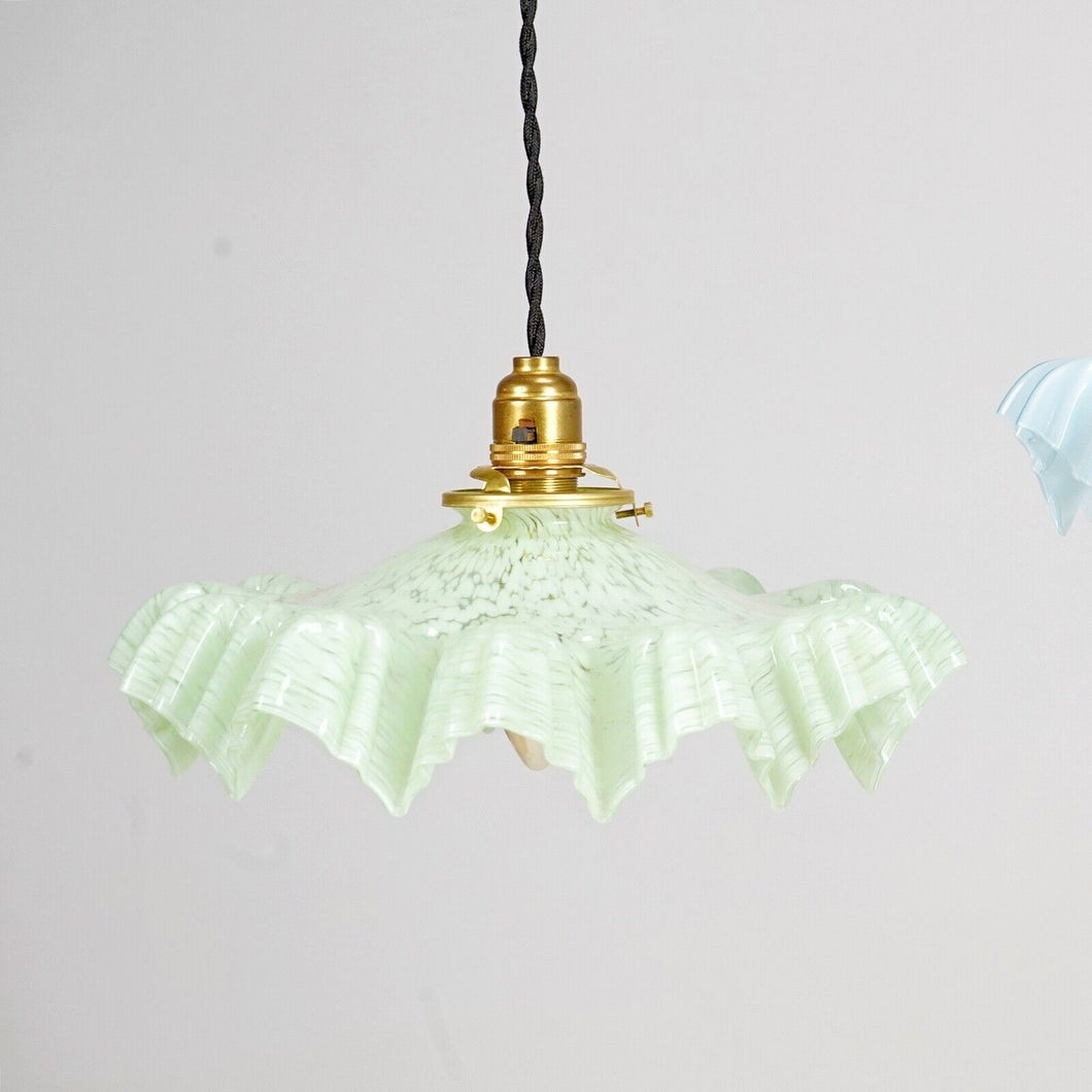 French Speckle Green Glass Snowflake Pendant Light