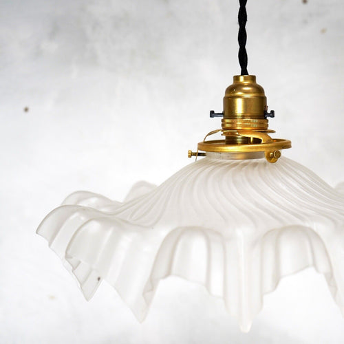 Vintage French Glass Pendant Light Shade Clear