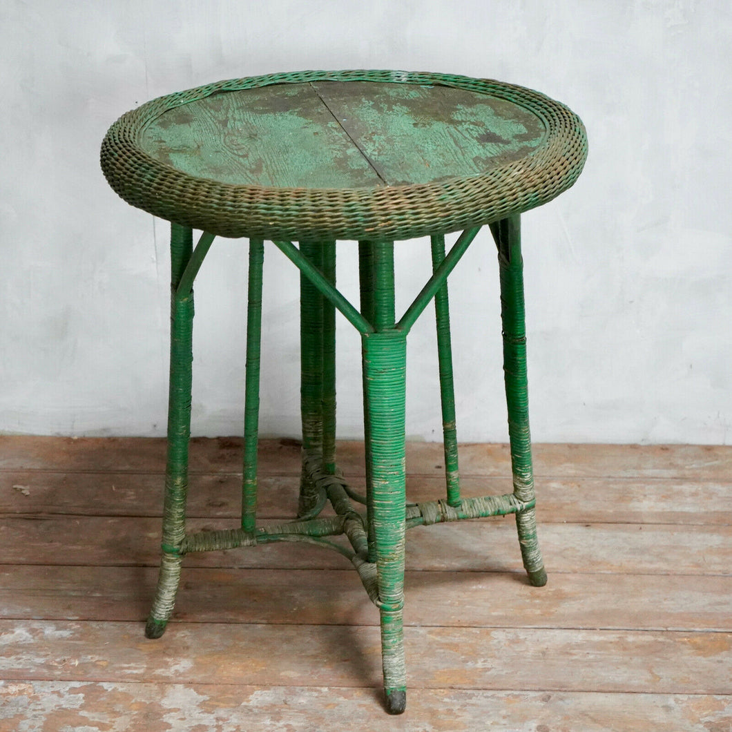 Antique Wicker Green Ocassional Table