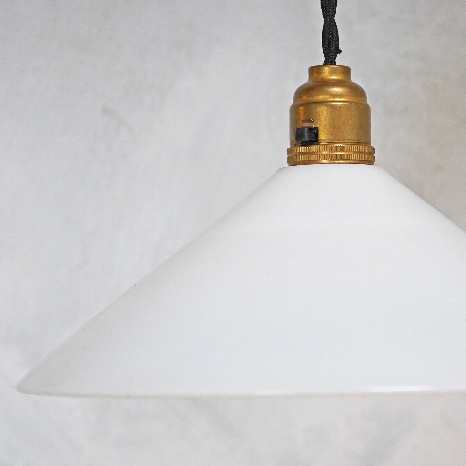 Vintage French Glass Cone Pendant Light Shade White – Stowaway London