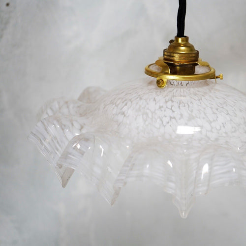 Vintage French Glass Pendant Light Shade