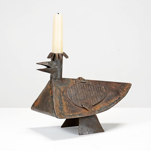 Folk Art Metal Bird Candle Holder