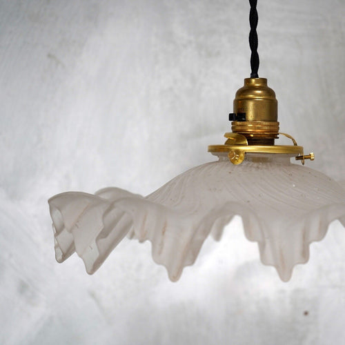 Vintage French Glass Pendant Light Shade Clear