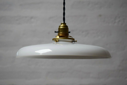Vintage French White Glass Pendant Light Shade