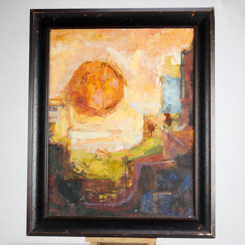 Large Abstract Oil On Board Painting