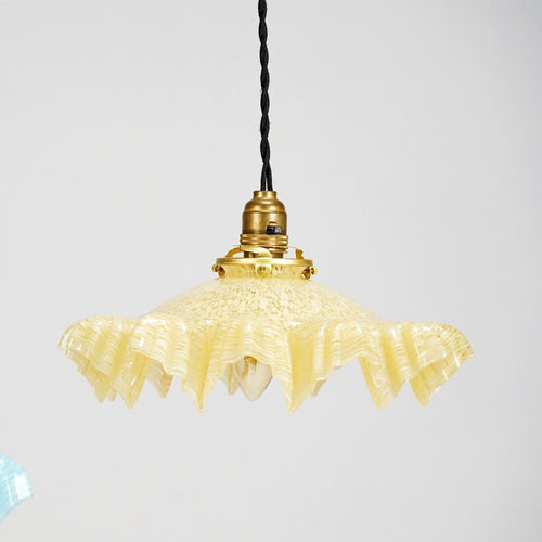 French Speckle Yellow Glass Snowflake Pendant Light