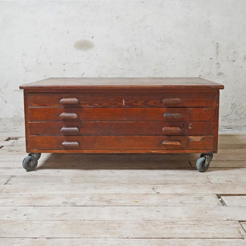Pine Plan Chest - Map Chest On Casters Ideal Coffee Table