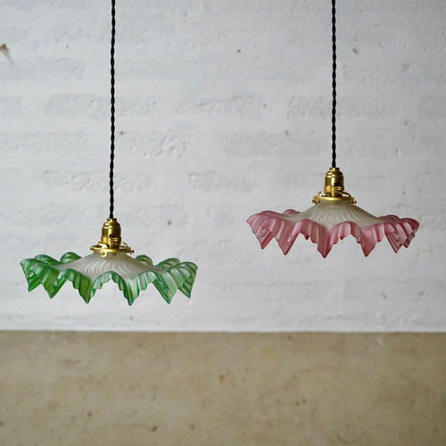 Vintage French Glass Pendant Light Red