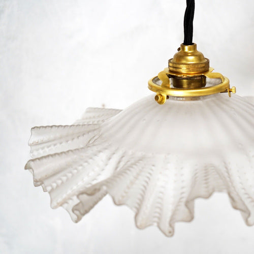 Vintage French Glass Pendant Light Shade Clear