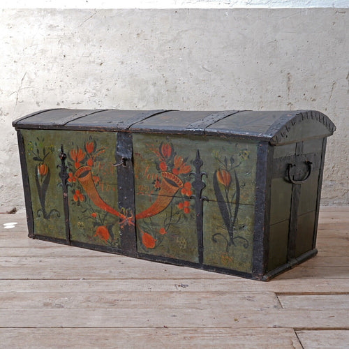 19th Century Swedish Hand Painted Dowry Chest