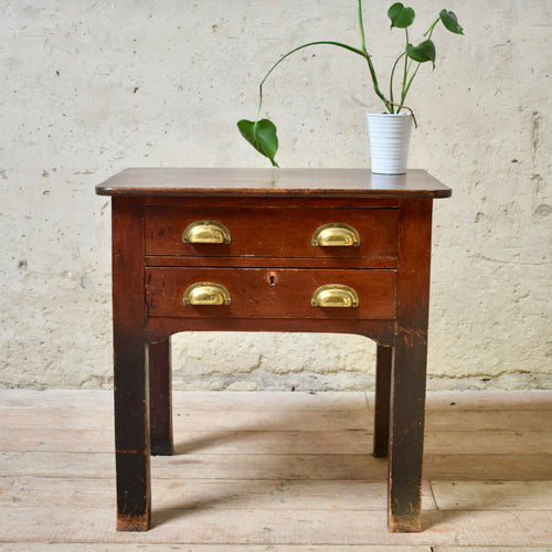 Antique Victorian Two Drawer Side Table