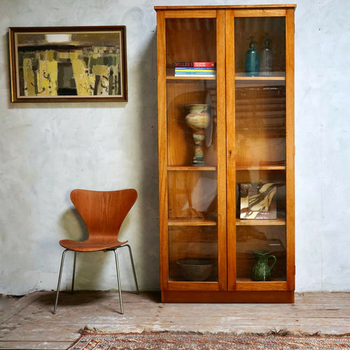 Vintage Teak Glazed Bookcase