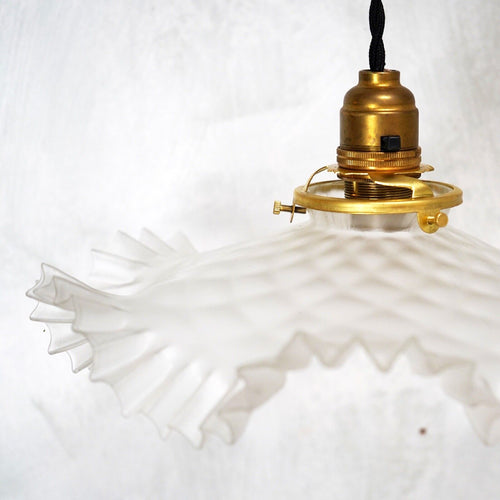 Vintage French Glass Pendant Light Shade Clear