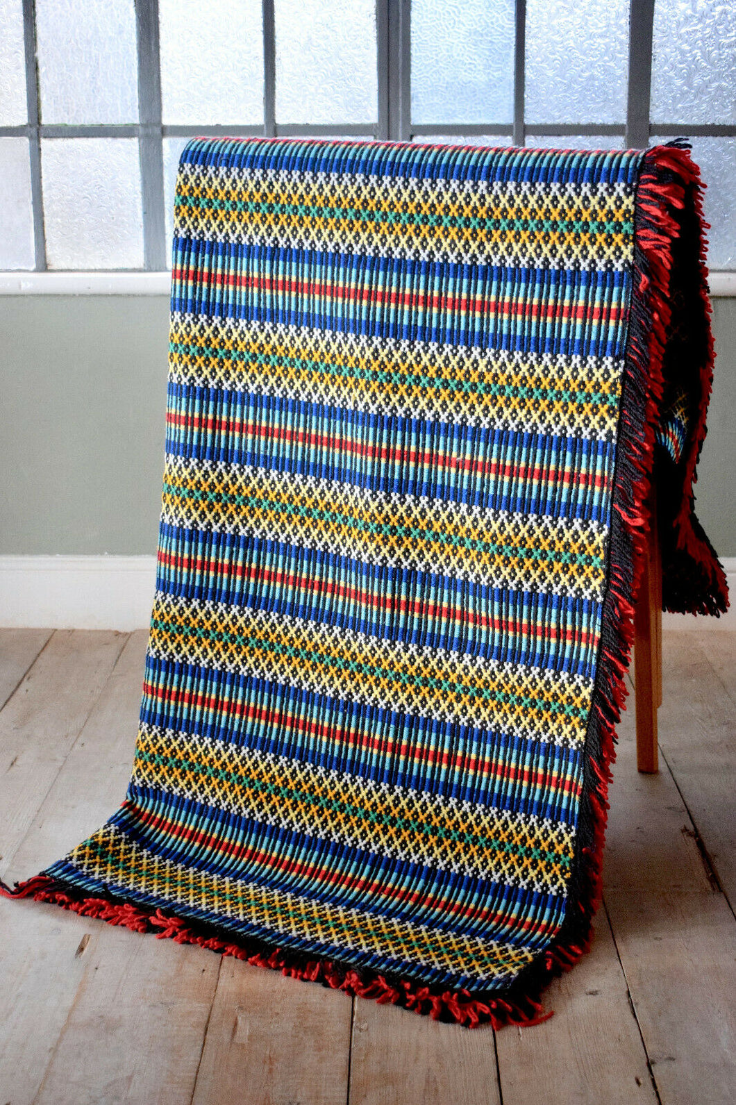 Vintage Portuguese Throw, Blanket, Wall Hanging 100% Wool Rug