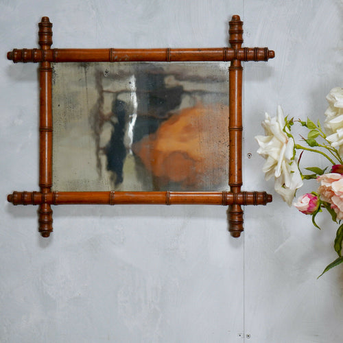 Antique French Faux Bamboo Mirror