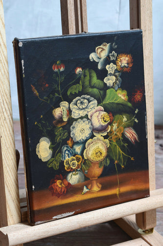 Antique 19th Century Oil Painting Of Flowers