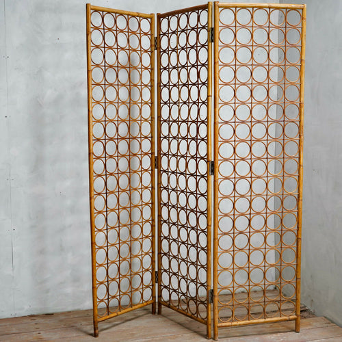 Vintage Bamboo And Wicker Screen