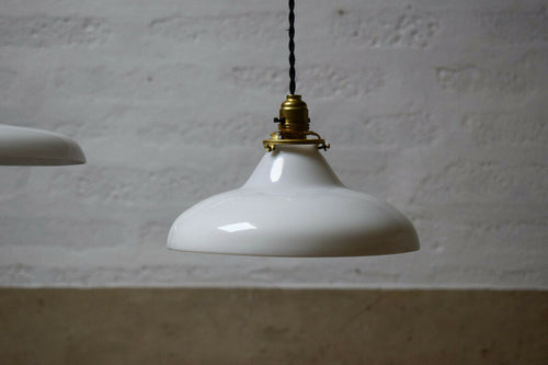 Vintage French White Glass Pendant Light Shade