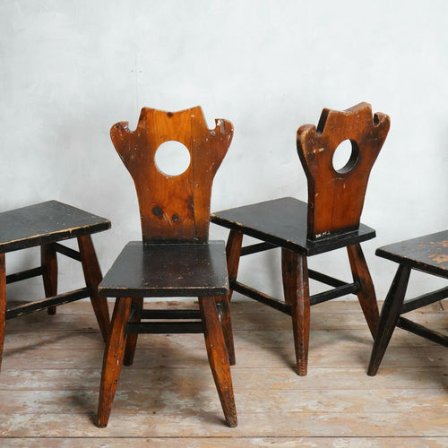 4 Primative Pine Dining Chairs