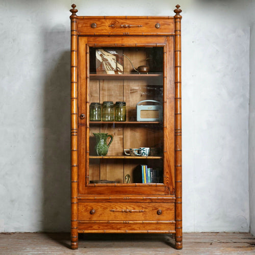Antique French Faux Bamboo Glazed Cabinet