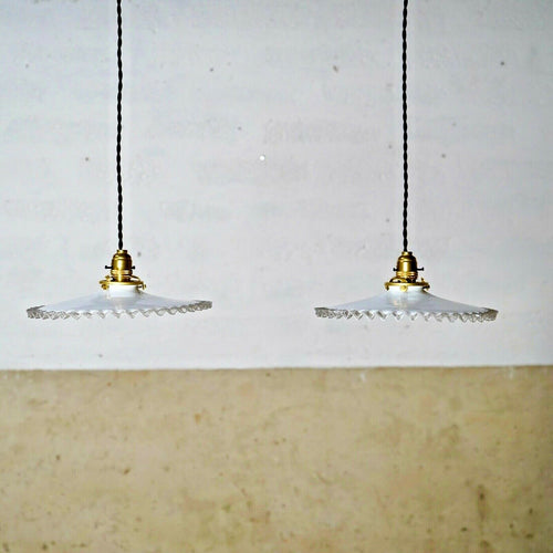 Vintage French Glass Pendant Light Shade